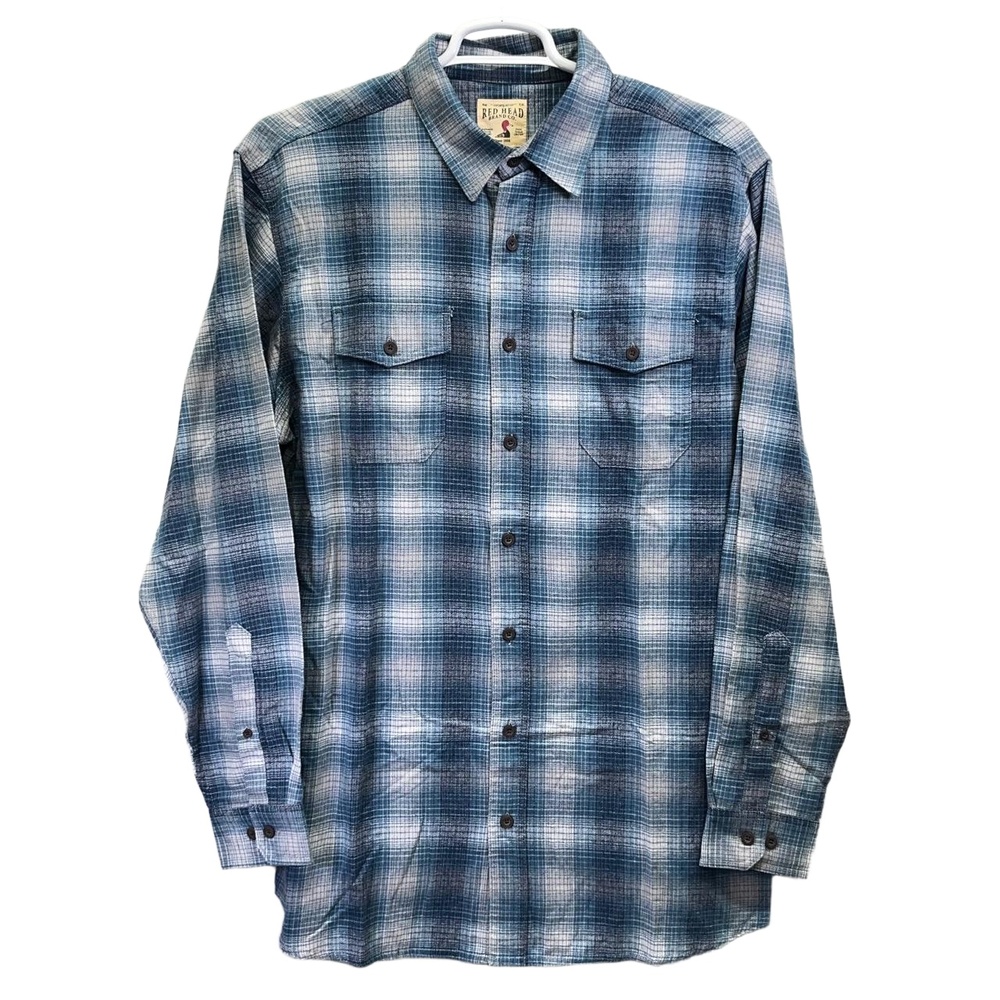 RedHead Men's Blue Plaid Casual Button-Down Shirt